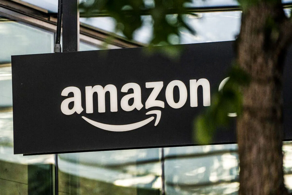 A sign is seen outside of an Amazon store at the company's headquarters in Seattle, in a file photograph. (David Ryder/Getty Images)