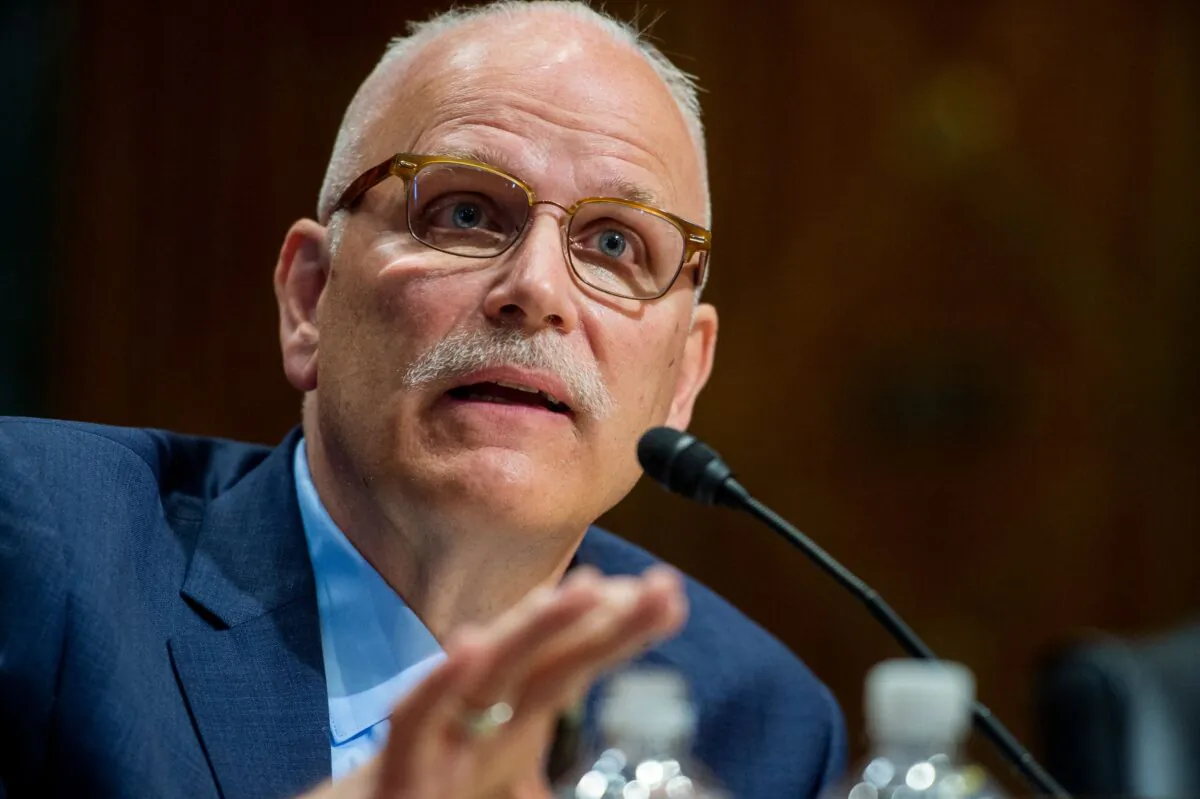 Chris Magnus testifies on his nomination to be the next U.S. Customs and Border Protection Commissioner before a Senate Finance Committee hearing on Capitol Hill in Washington on Oct. 19, 2021. (Rod Lamkey/Pool/AFP via Getty Images)