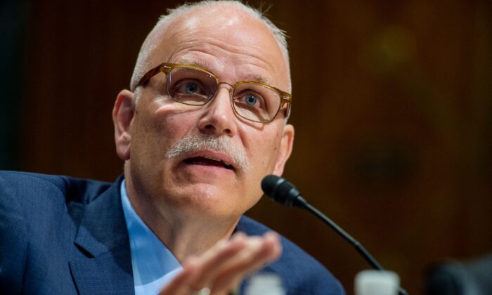 Chris Magnus testifies on his nomination to be the next U.S. Customs and Border Protection Commissioner before a Senate Finance Committee hearing on Capitol Hill in Washington on Oct. 19, 2021. (Rod Lamkey/Pool/AFP via Getty Images)
