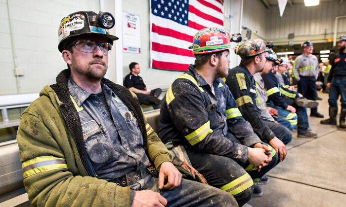 Coal miners wait at the Harvey Mine in Sycamore, Pa., on April 13, 2017. Multiple U.S. coal producers have reportedly sold out of coal through 2022. (Justin Merriman/Getty Images)
