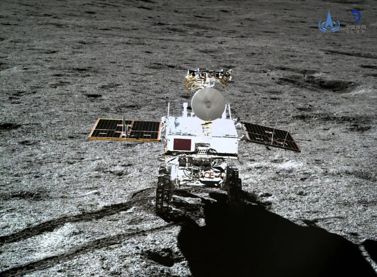 China's Yutu-2 moon rover, taken by the Chang'e-4 lunar probe on the far side of the moon on Jan. 11, 2019. China will seek to establish an international lunar base one day, possibly using 3D printing technology to build facilities, the Chinese space agency said on Jan. 14, 2019, weeks after landing the rover on the moon's far side. (China National Space Administration/AFP via Getty Images)