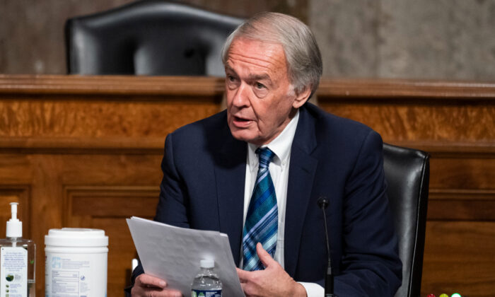 Sen. Ed Markey (D-Mass.) speaks during a Senate Foreign Relations Committee hearing at the U.S. Capitol in Washington, D.C., on Dec. 7, 2021. (Alex Brandon-Pool/Getty Images)