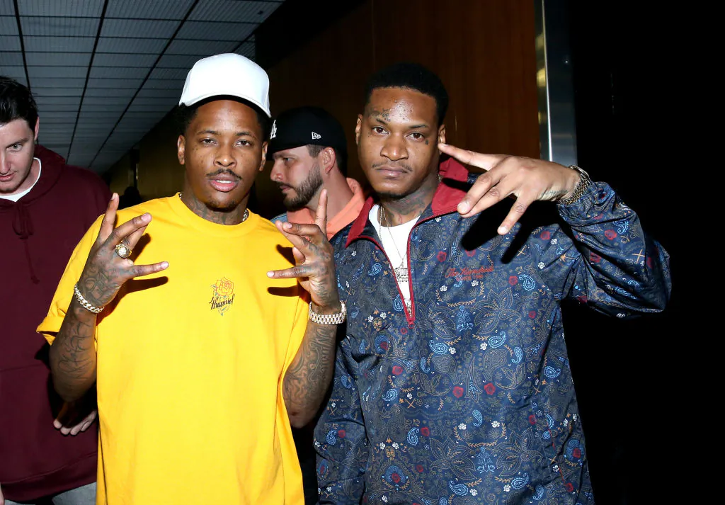 YG (L) and Slim 400 at night two of the STAPLES Center Concert, presented by Coca-Cola, during the 2017 BET Experience at LA Live in Los Angeles, Calif., on June 23, 2017,   (Bennett Raglin/Getty Images for BET)