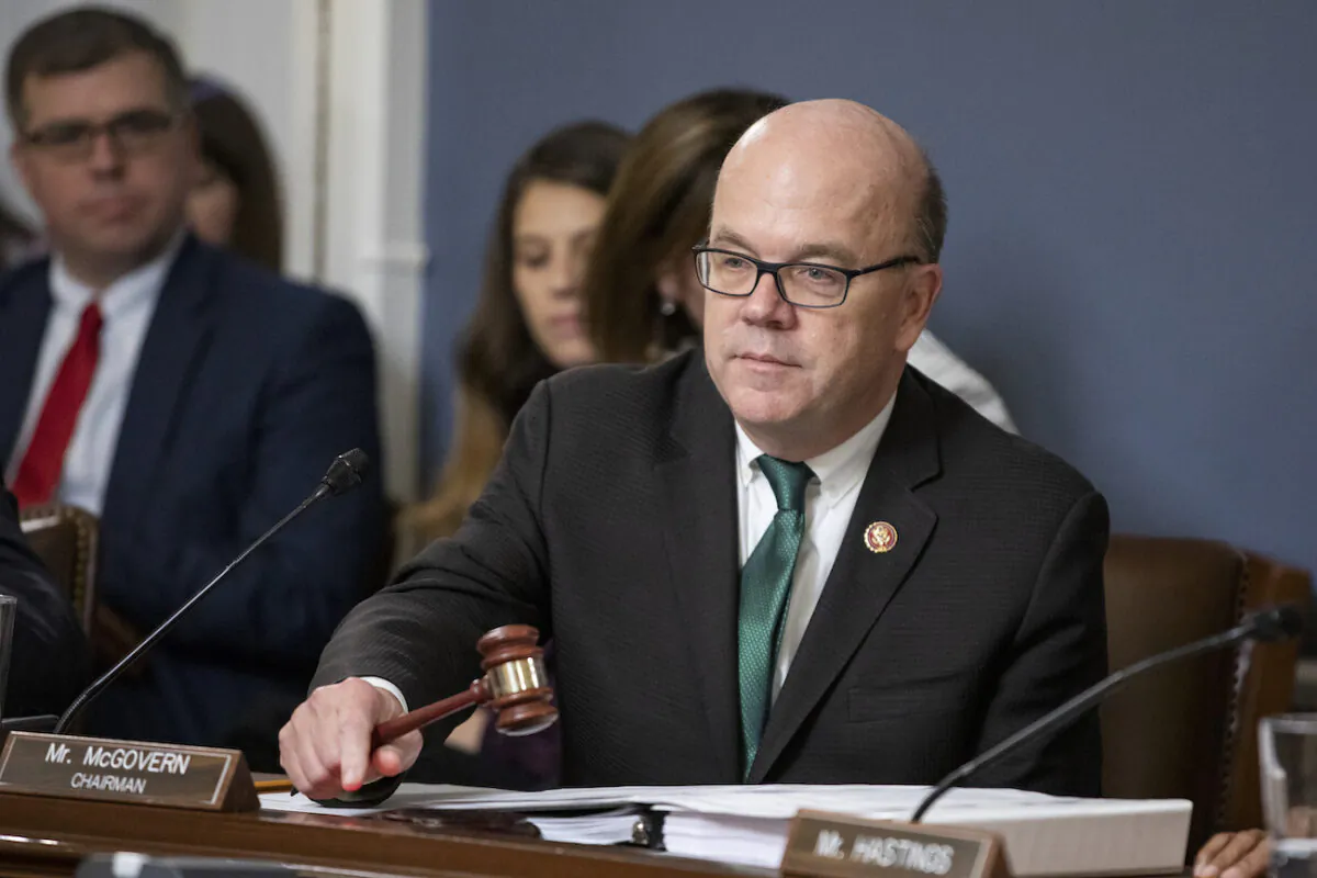James McGovern (D-Mass.) at a hearing in Washington, on Dec. 17, 2019. (Samuel Corum/Getty Images)