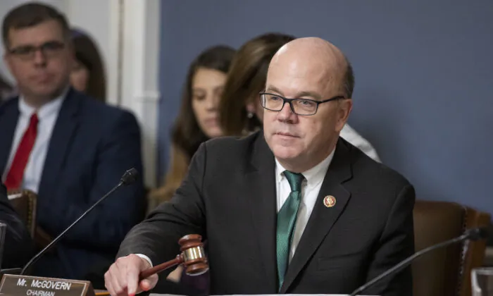 James McGovern (D-Mass.) at a hearing in Washington, on Dec. 17, 2019. (Samuel Corum/Getty Images)