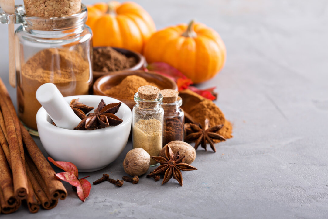 Homemade pumpkin pie spice in a glass jar (Veselova/Shutterstock)