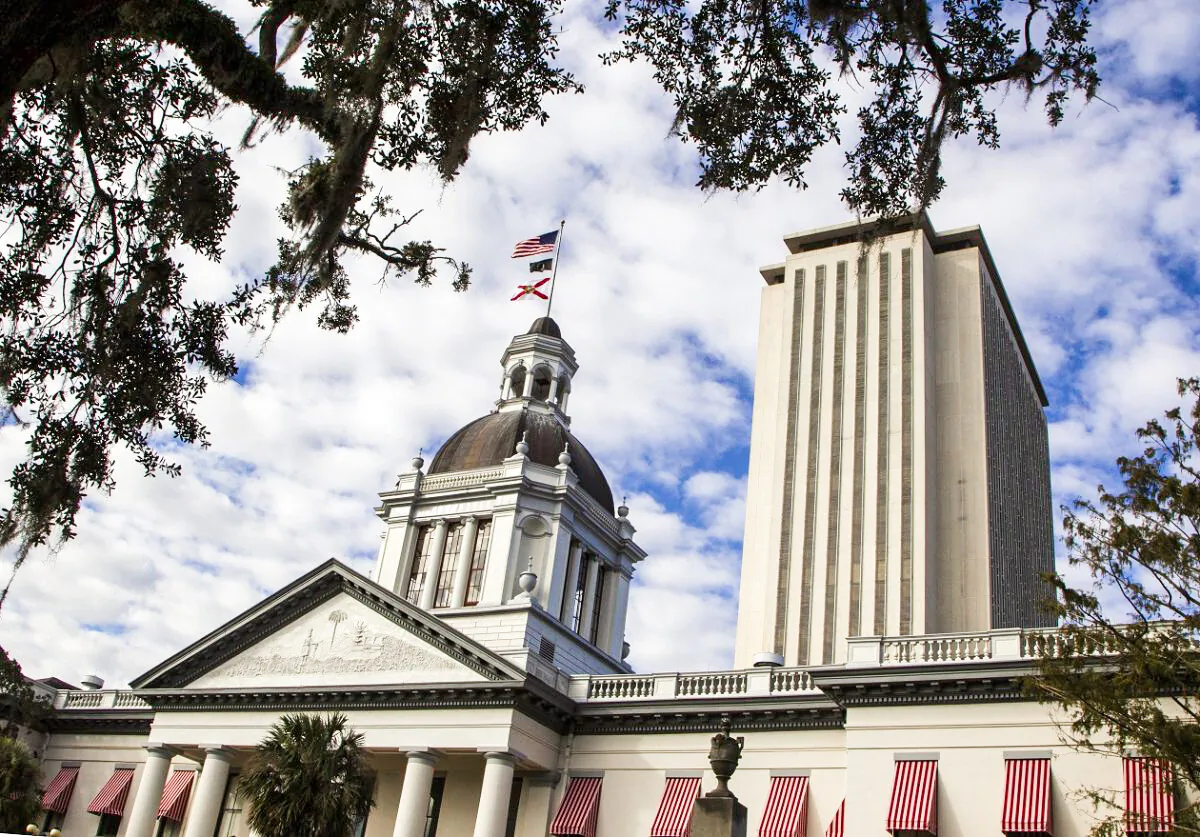 The historic Old Florida State Capitol building in front of the current high-rise Capitol building in Tallahassee, Fla, on Nov. 10, 2018.  (Mark Wallheiser/Getty Images)