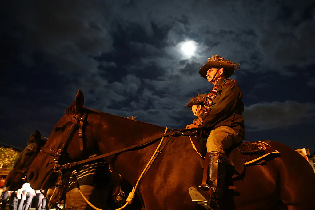 A member of the Mudgeeraba light horse troop takes part in the Currumbin RSL dawn service on April 25, 2016 in Gold Coast, Australia. (Chris Hyde/Getty Images)