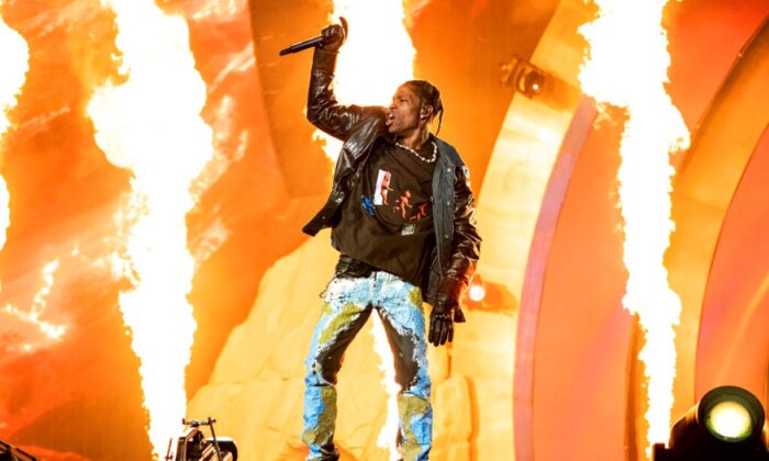 Travis Scott performs at the Astroworld Music Festival in Houston, on Nov. 5, 2021. 
(Amy Harris/Invision via AP Photo)