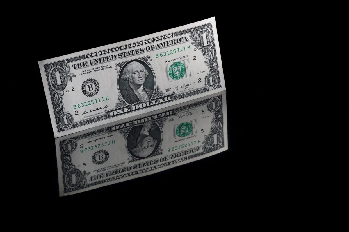 A U.S. one dollar banknote is seen in this illustration taken on Nov. 23, 2021. (Murad Sezer/Illustration/Reuters)