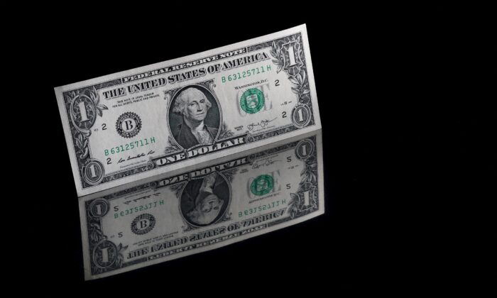 A U.S. one dollar banknote is seen in this illustration taken on Nov. 23, 2021. (Murad Sezer/Illustration/Reuters)