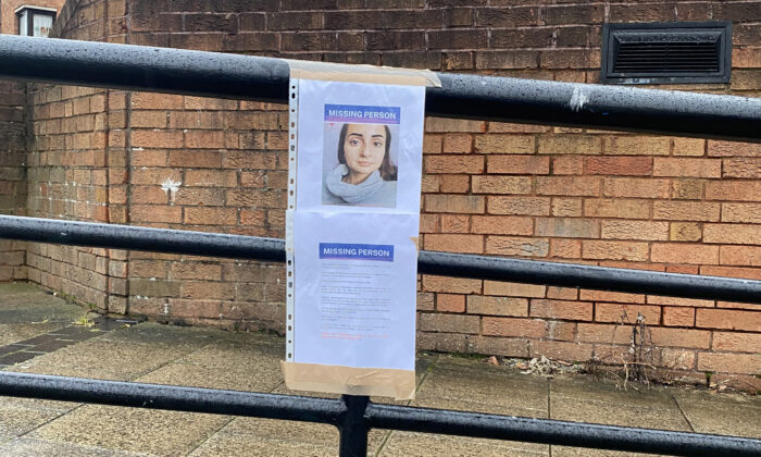 A missing poster of Petra Srncova, 32, who has been missing from south London for a week, displayed in the Camberwell area in London on Dec. 11, 2021. (Sophie Corcoran/PA)