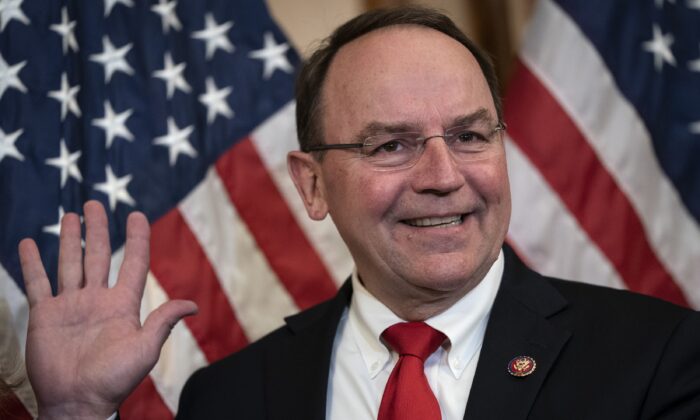 Rep. Tom Tiffany (R-Wis.), seen during his ceremonial swearing-in at the U.S. Capitol in Washington on May 19, 2020. (Drew Angerer/Getty Images)
