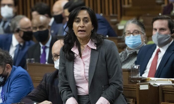 Minister of Defence Anita Anand rises during Question Period,  December 3, 2021 in Ottawa. (The Canadian Press/Adrian Wyld)