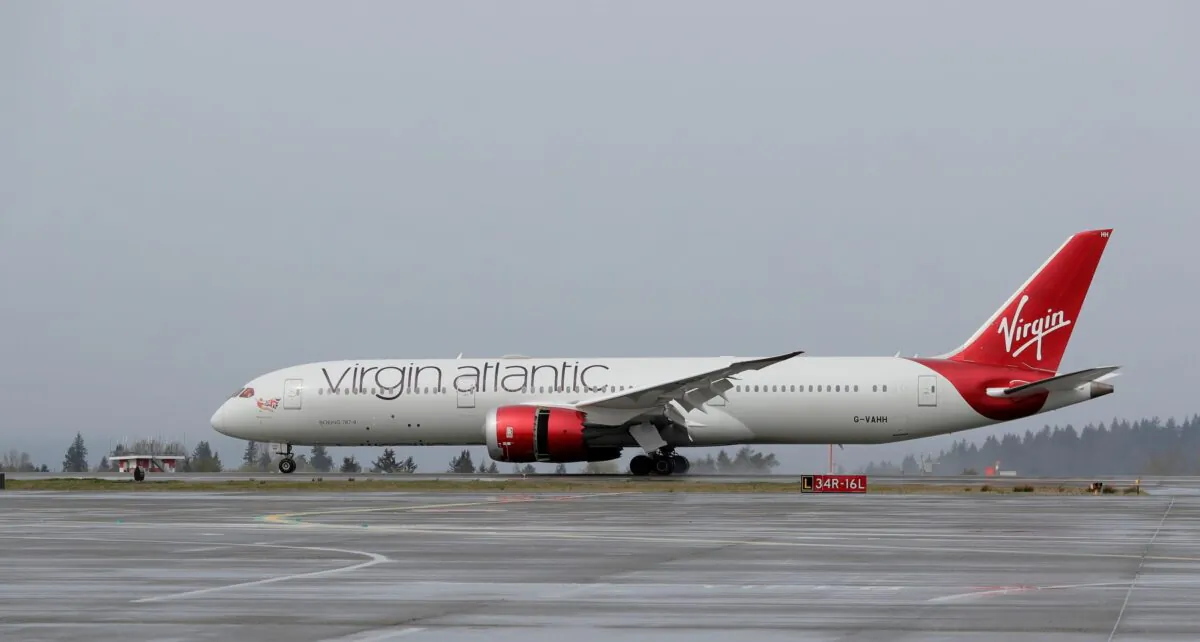 A Virgin Atlantic Airways plane taxis at the Seattle-Tacoma International Airport in Seattle on April 13, 2018. (Ted S. Warren/AP Photo)
