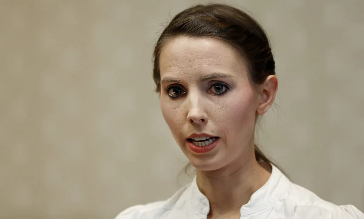 Former gymnast Rachael Denhollander speaks about Larry Nassar in Lansing, Mich., on Nov. 22, 2017. (Paul Sancya/AP Photo)