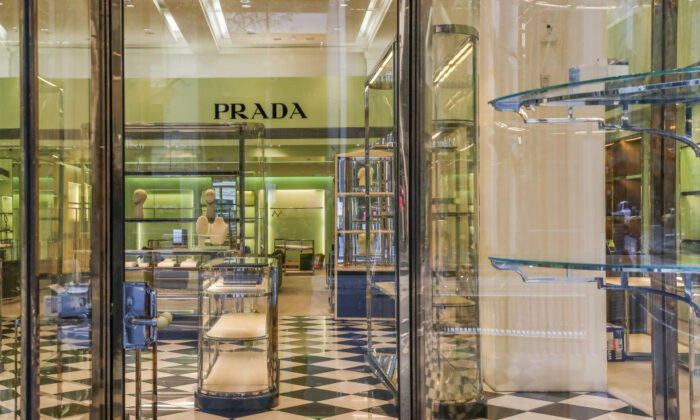 A Prada store with empty shelves following the closure of retail is seen at Collins Street in Melbourne, Australia, on Sept. 29, 2021. (Asanka Ratnayake/Getty Images)