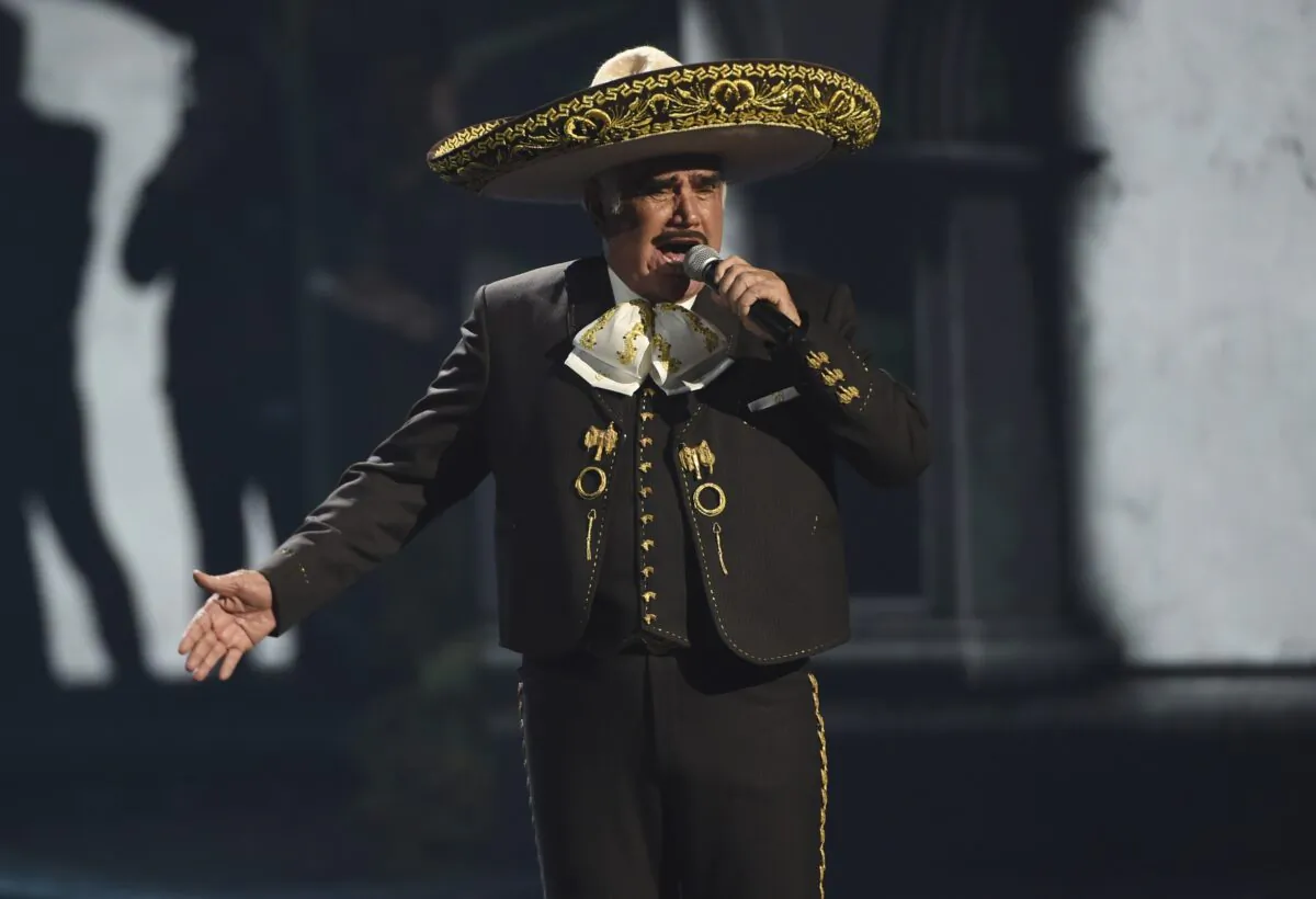 Vicente Fernandez performs at the 20th Latin Grammy Awards in Las Vegas, on Nov. 14, 2019. The Mexican singer died on Dec. 12, 2021. (Chris Pizzello/AP Photo)