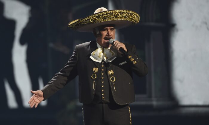 Vicente Fernandez performs at the 20th Latin Grammy Awards in Las Vegas, on Nov. 14, 2019. The Mexican singer died on Dec. 12, 2021. (Chris Pizzello/AP Photo)