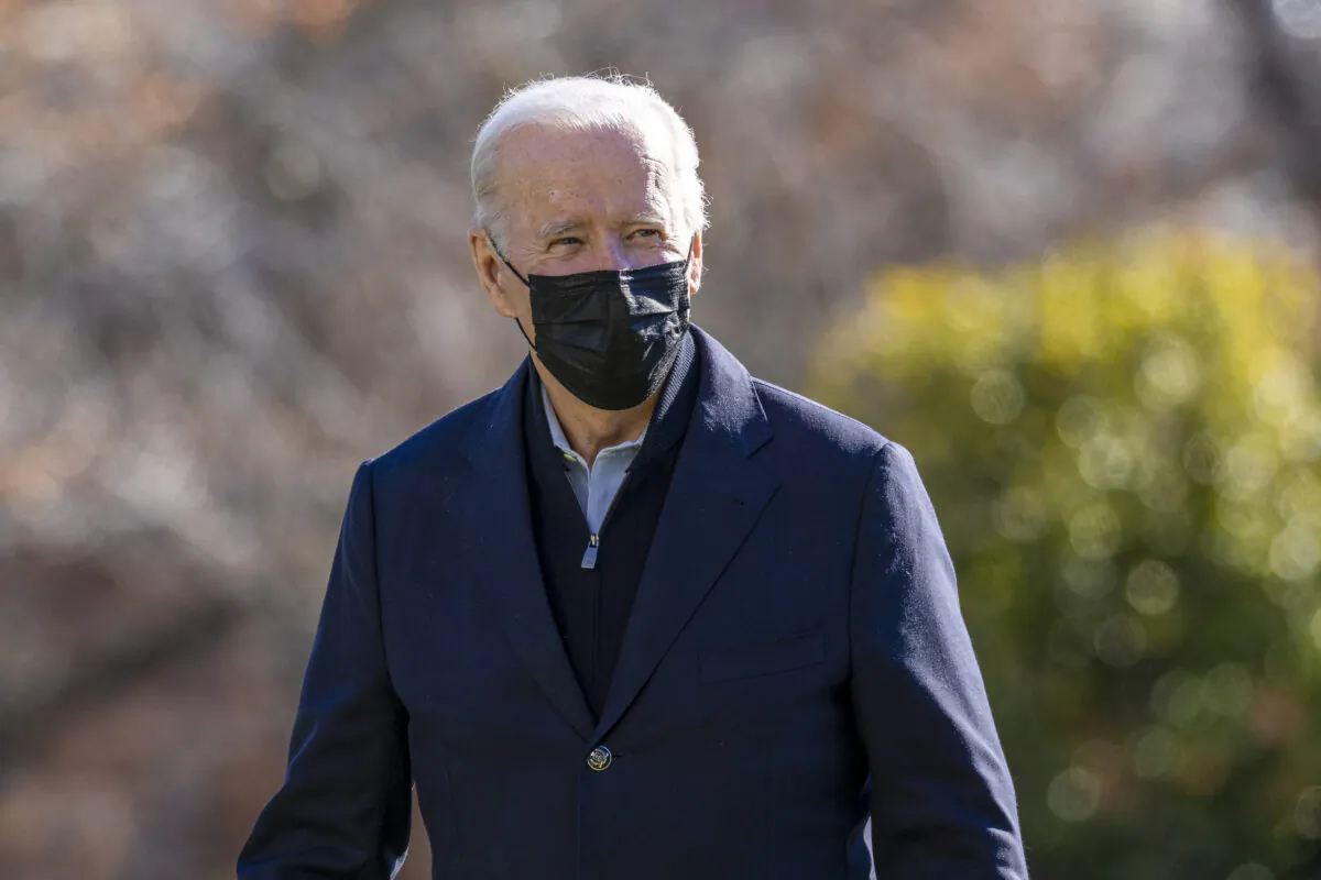 President Joe Biden returns to the White House in Washington, D.C., from Del., on Dec. 12, 2021. (Tasos Katopodis/Getty Images)