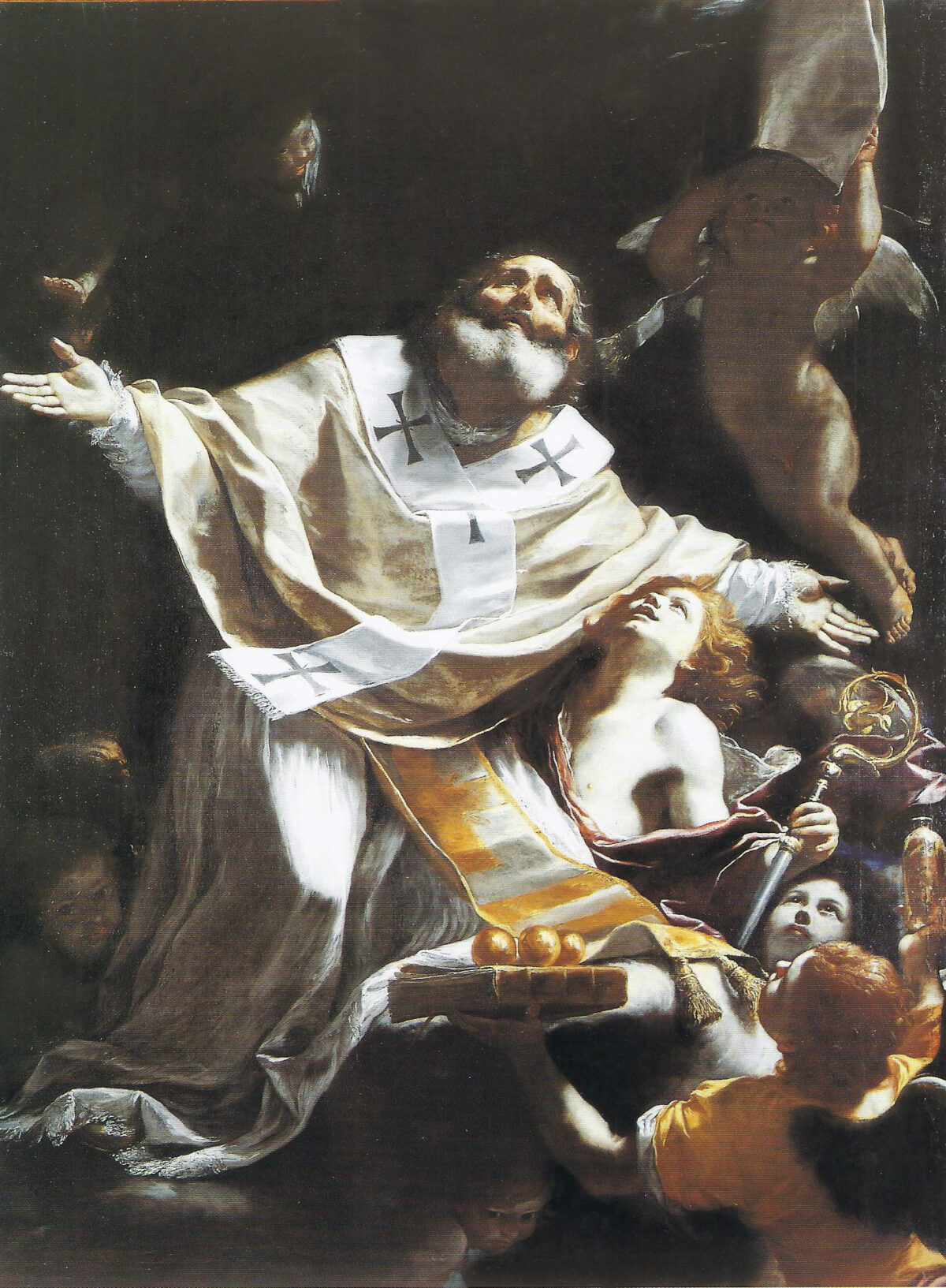 A detail from “Glory of St. Nicholas of Bari,” 1653, by Mattia Preti. Oil on Canvas. Capodimonte Museums and Galleries. (Public Domain)