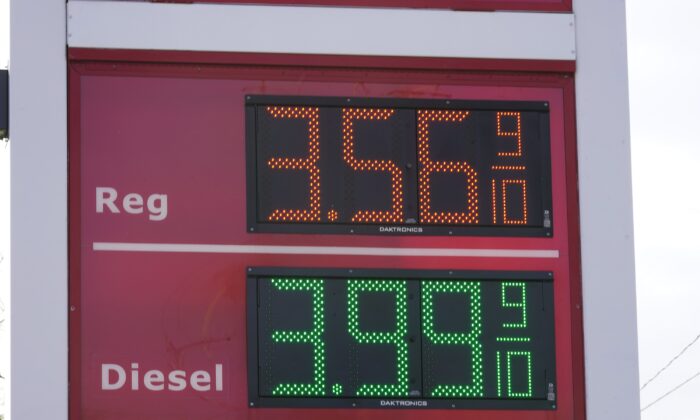 Gasoline prices are displayed at a station in Philadelphia, on Nov. 17, 2021. (Matt Rourke/AP Photo)