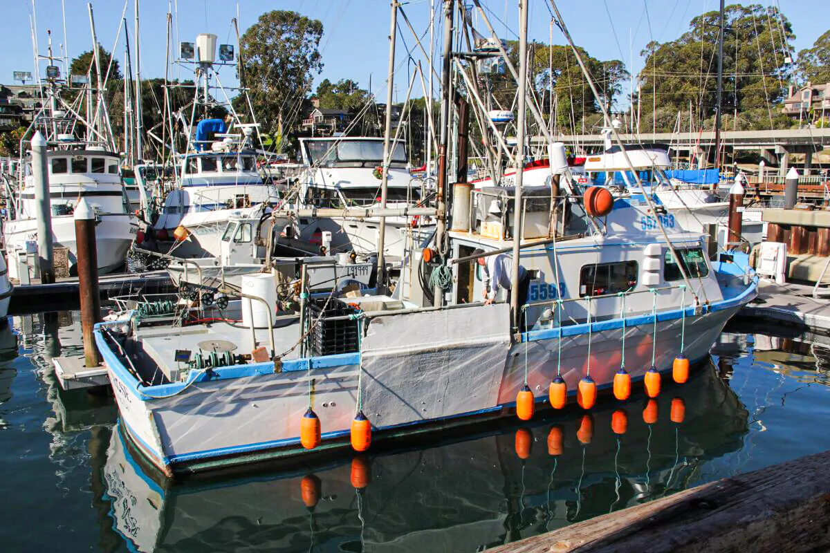 A fisherman prepares his boat in Santa Cruz Harbor in Santa Cruz, Calif., on Dec. 10, 2021. (David Lam/The Epoch Times)