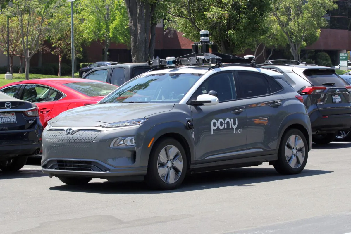 A vehicle equipped with Pony.ai's self-driving technology is parked at the company's office in Fremont, Calif., on June 17, 2021. (Nathan Frandino/Reuters)