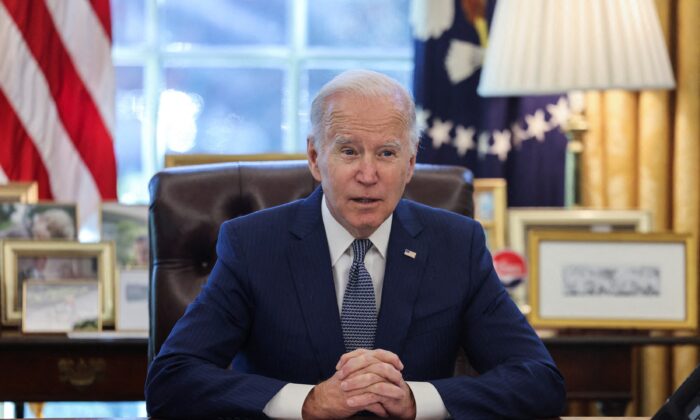 President Joe Biden speaks in the Oval Office at the White House in Washington on Dec. 13, 2021. (Evelyn Hockstein/Reuters)