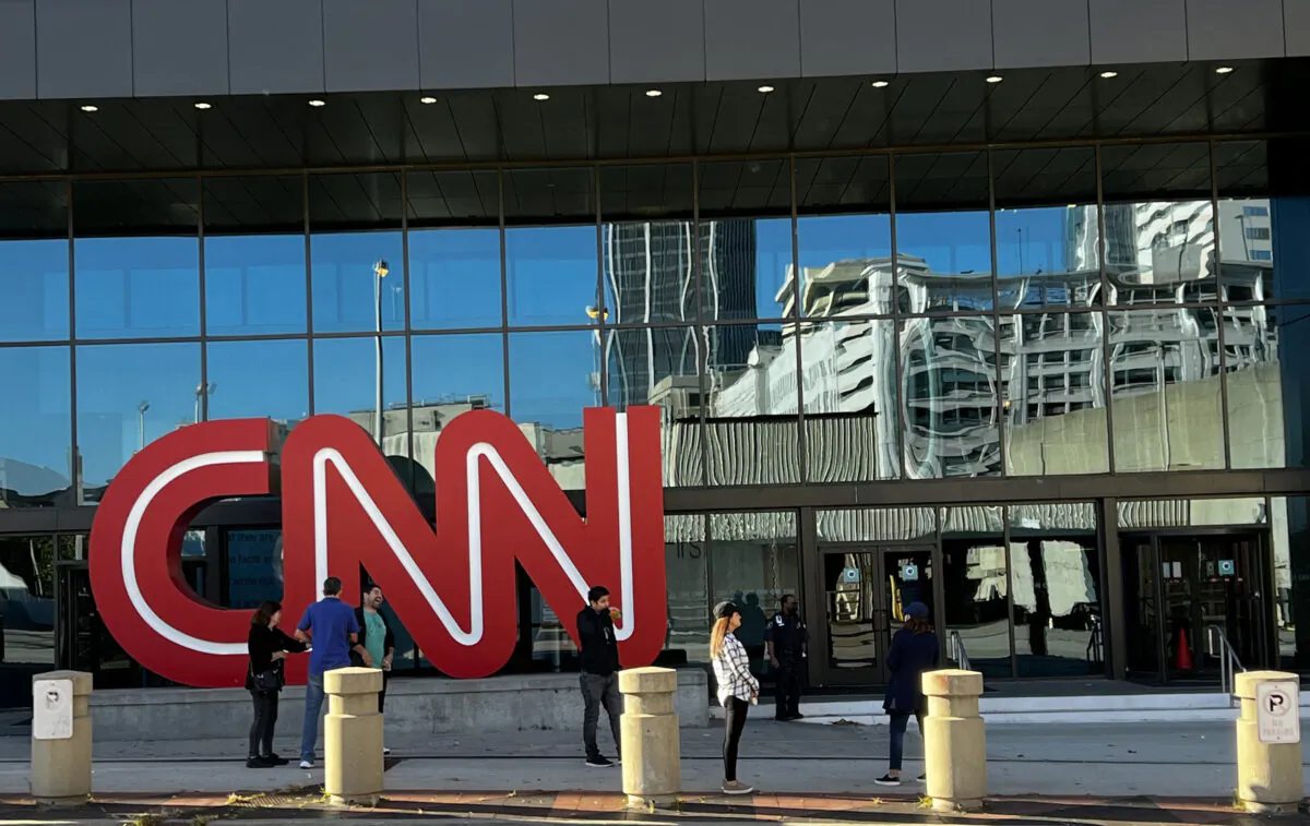 The CNN center is seen in downtown Atlanta, Ga., on Oct. 16, 2021. (Daniel Slim/AFP via Getty Images)
