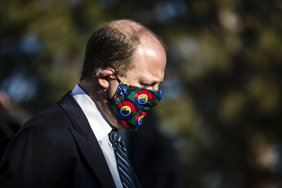Colorado Gov. Jared Polis is seen at a press conference in Boulder, Colo., on March 23, 2021. (Chet Strange/Getty Images)