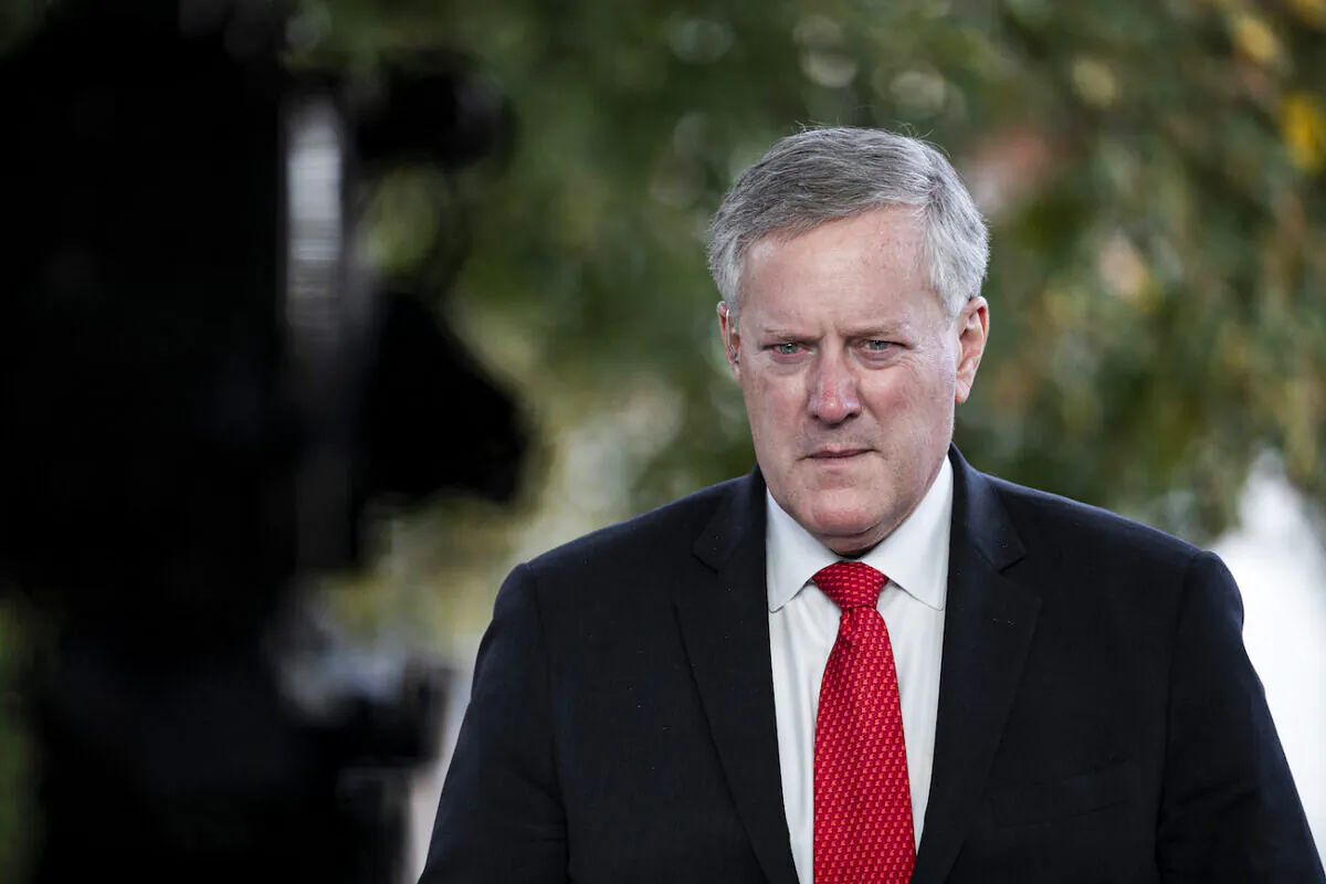 Then-White House chief of staff Mark Meadows at the White House in Washington, on Oct. 21, 2020. (Tasos Katopodis/Getty Images)