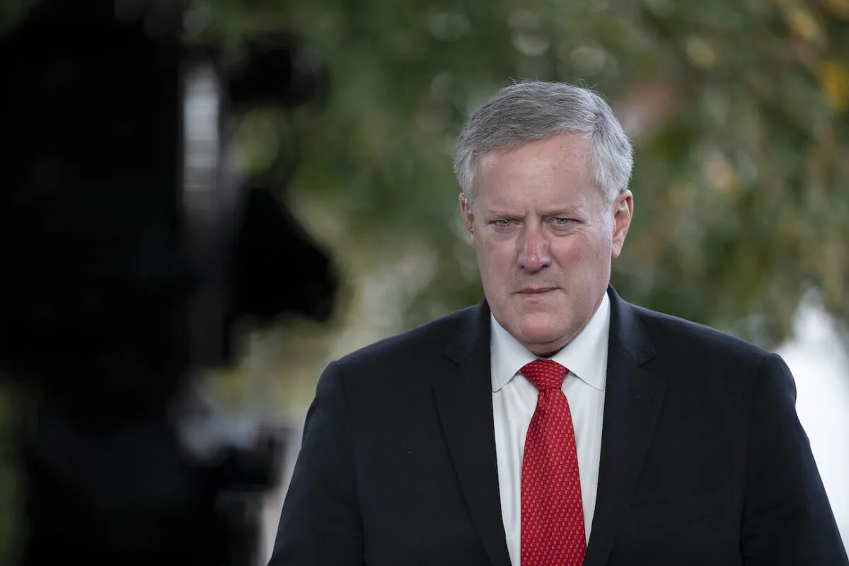 Then-White House chief of staff Mark Meadows at the White House in Washington, on Oct. 21, 2020. (Tasos Katopodis/Getty Images)