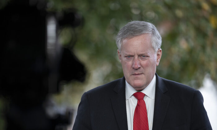 n-White House Chief of Staff Mark Meadows at the White House in Washington, on Oct. 21, 2020. (Tasos Katopodis/Getty Images)