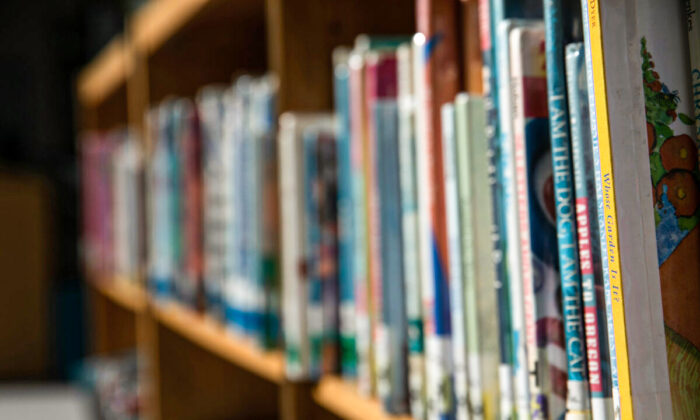 A file photo of a school library shelf. John Moore/Getty Images