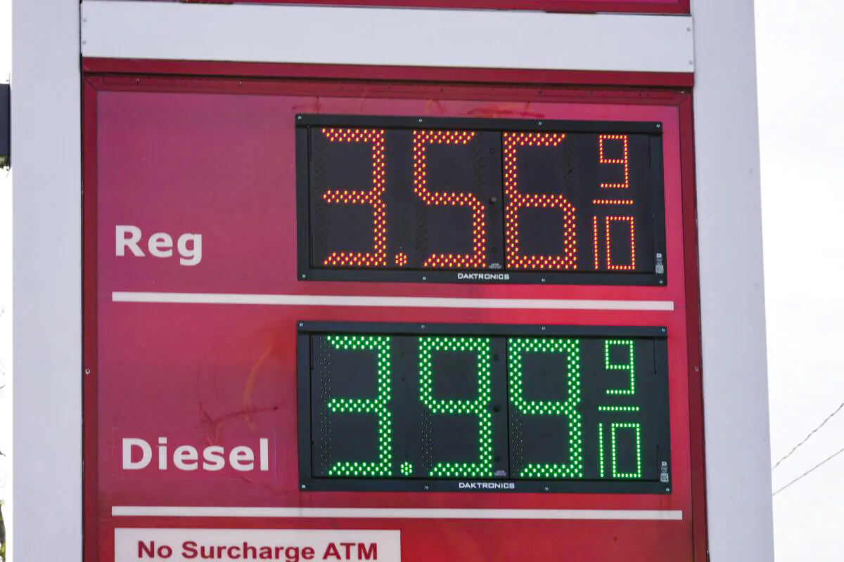 Gasoline prices are displayed at a station in Philadelphia, on Nov. 17, 2021. (Matt Rourke/AP Photo)