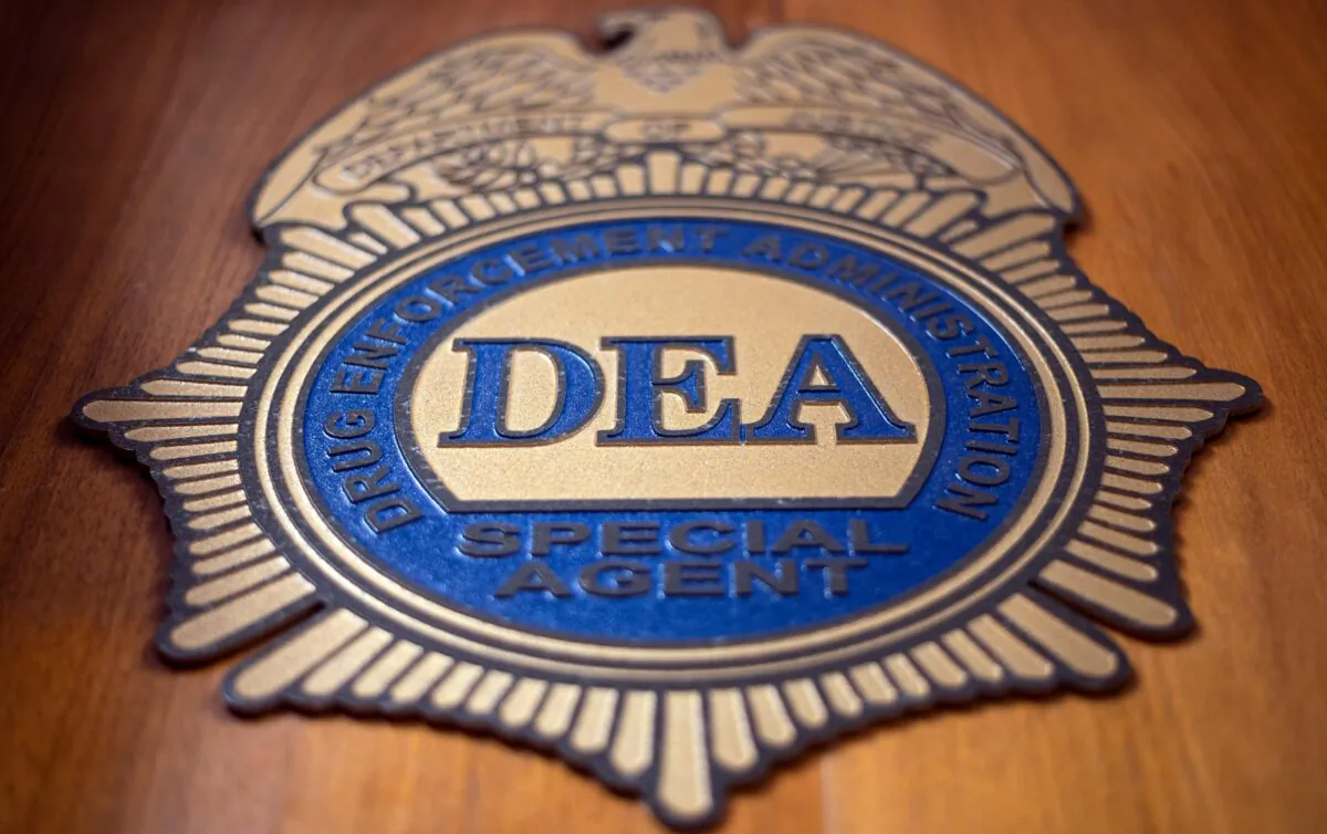 A DEA logo at the Office of the US Drug Enforcement Administration (DEA) on May 29, 2019 in New York City. (JOHANNES EISELE/AFP via Getty Images)
