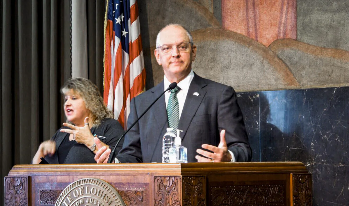 Louisiana Gov. John Bel Edwards speaks about the state's latest rise in coronavirus cases, in Baton Rouge, La., on July 23, 2021. (Melinda Deslatte/AP Photo)