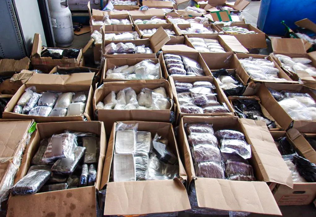 U.S. Customs and Border Protection officers at the Otay Mesa commercial facility seized more than 3,100 pounds of methamphetamine, fentanyl powder, fentanyl pills and heroin as part of the second largest methamphetamine bust along the southwest border in the history of the agency on Oct. 9, 2020. (U.S. Drug Enforcement Administration)