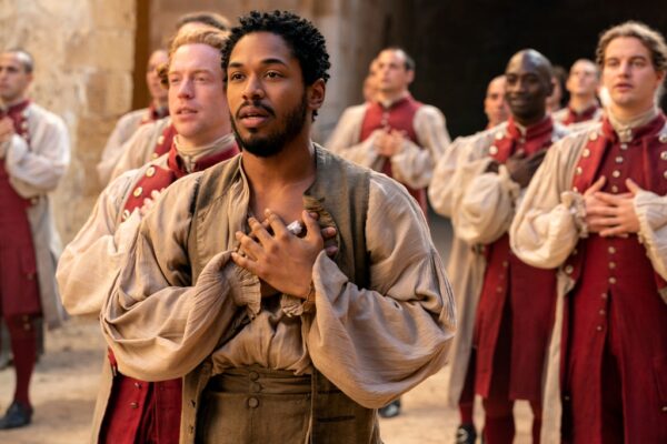 Christian (Kelvin Harrison Jr.) (foreground), in “Cyrano.”