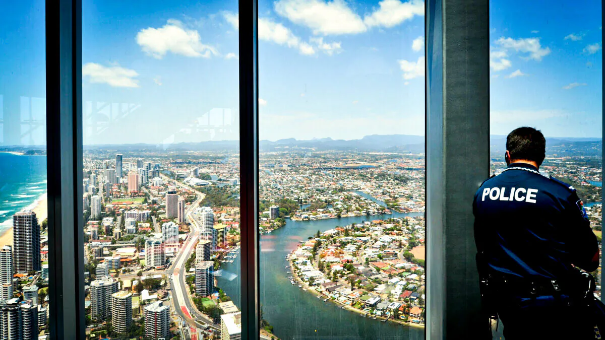 A police officer at the SkyPoint Observation Deck in Gold Coast, Australia, on Nov. 14, 2014. (Rafael Ben-Ari/ Adobe Stock)