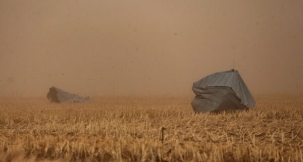 Grain bins were blown away