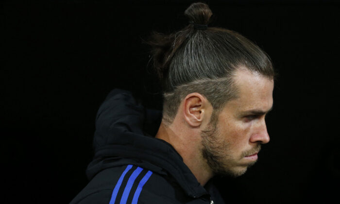 Real Madrid's Gareth Bale before the match between Real Madrid and Atletico Madrid, in Santiago Bernabeu, Madrid, Spain, on Dec. 12, 2021. (Javier Barbancho/Reuters)