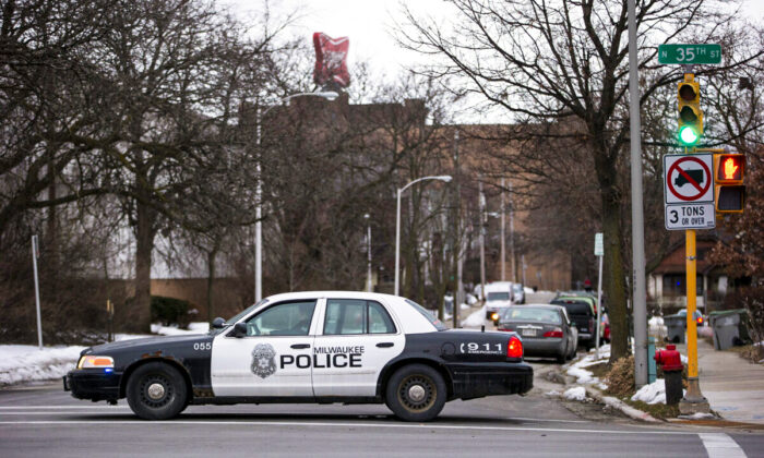 Milwaukee police work the scene of a shooting in Milwaukee, Wisconsin, on February 26, 2020.(Nuccio DiNuzzo/Getty Images)