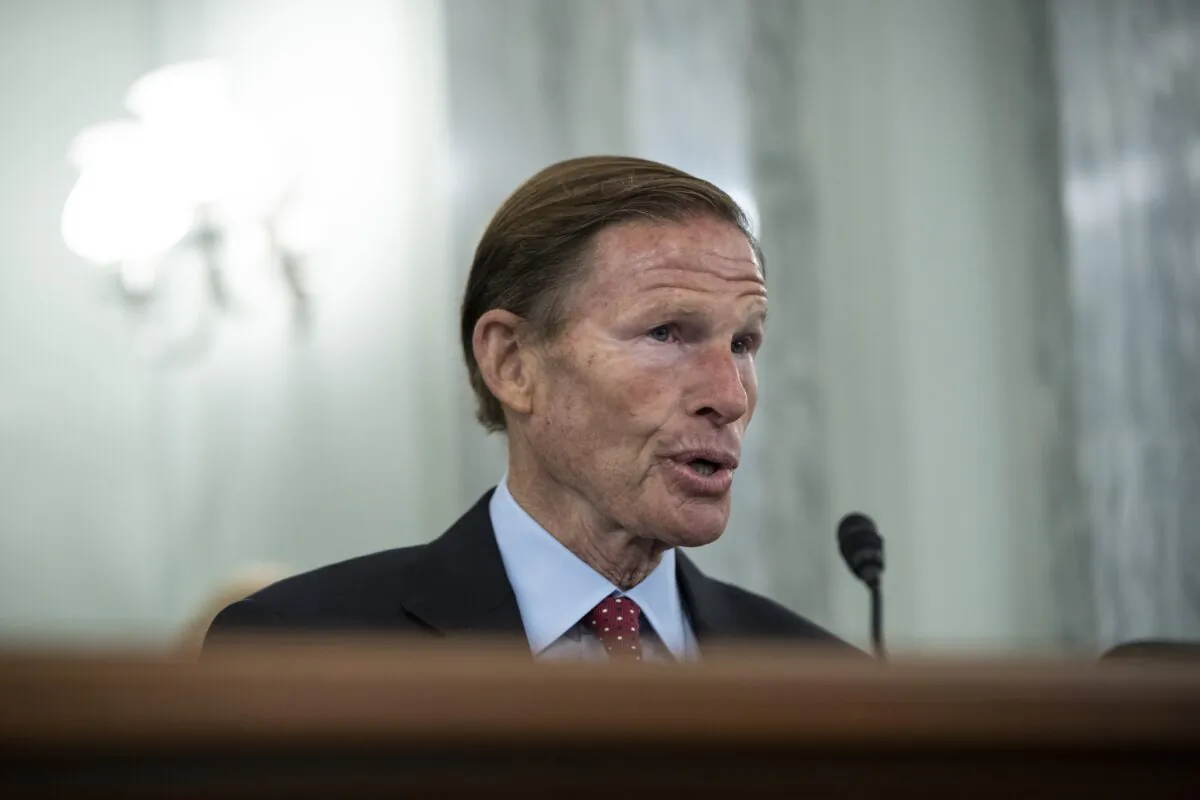 Sen. Richard Blumenthal (D-Conn.) speaks during a hearing in Washington on Oct. 5, 2021. (Drew Angerer/Getty Images)