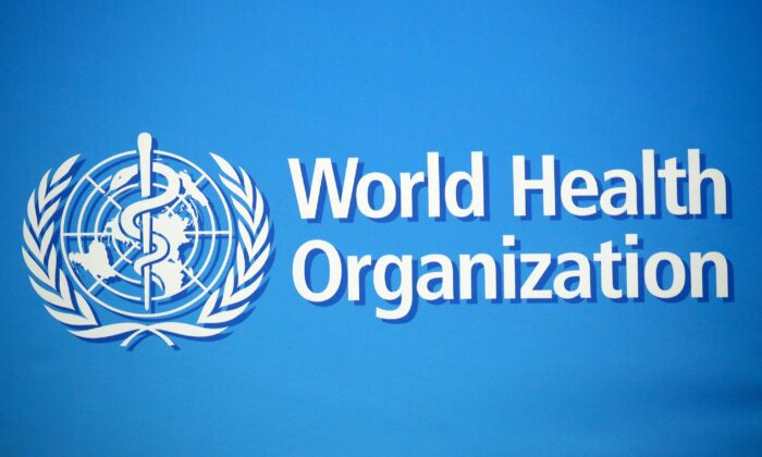 The World Health Organization (WHO) logo in Geneva, on Feb. 2, 2020. (Denis Balibouse/Reuters)