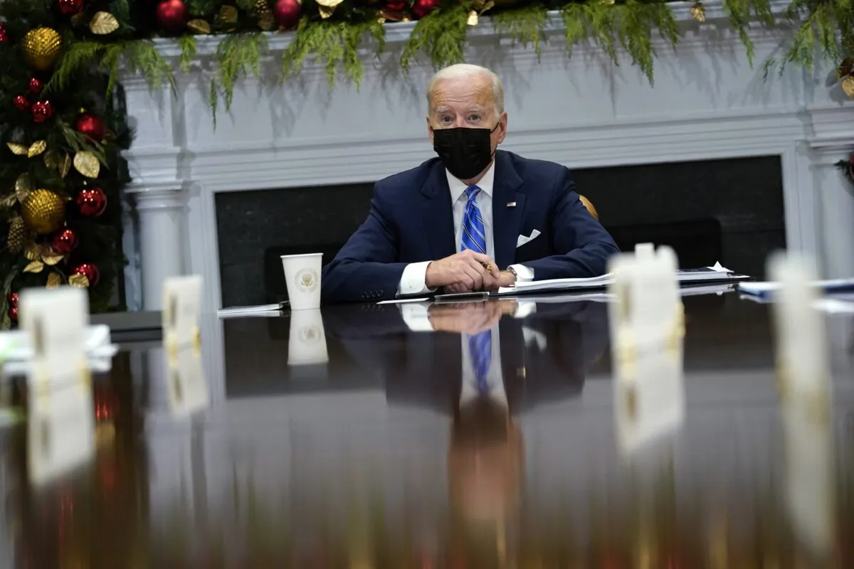 President Joe Biden meets with members of the White House COVID-19 Response Team at the White House in Washington on Dec. 16, 2021. (Susan Walsh/AP Photo)