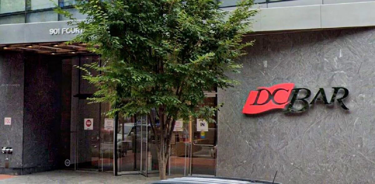 In this undated image, the front of the D.C. Bar office is seen in Washington. (Google Maps via The Epoch Times)