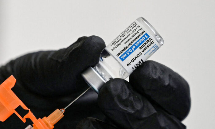 A nurse fills a syringe with the Johnson & Johnson COVID-19 vaccine at a clinic in Pasadena, Calif., in a file photograph. (Robyn Beck/AFP via Getty Images)