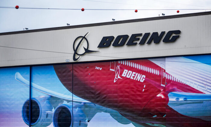 A Boeing logo at the company's facility in Everett, Wash., on Jan. 21, 2020. (Lindsey Wasson/Reuters)